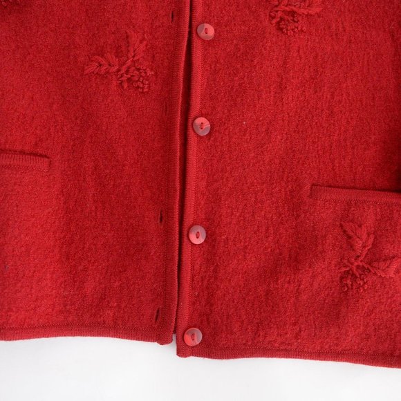 Vintage Tabi Red 100% Wool Button Down Cardigan Size Medium - Picture 7 of 13